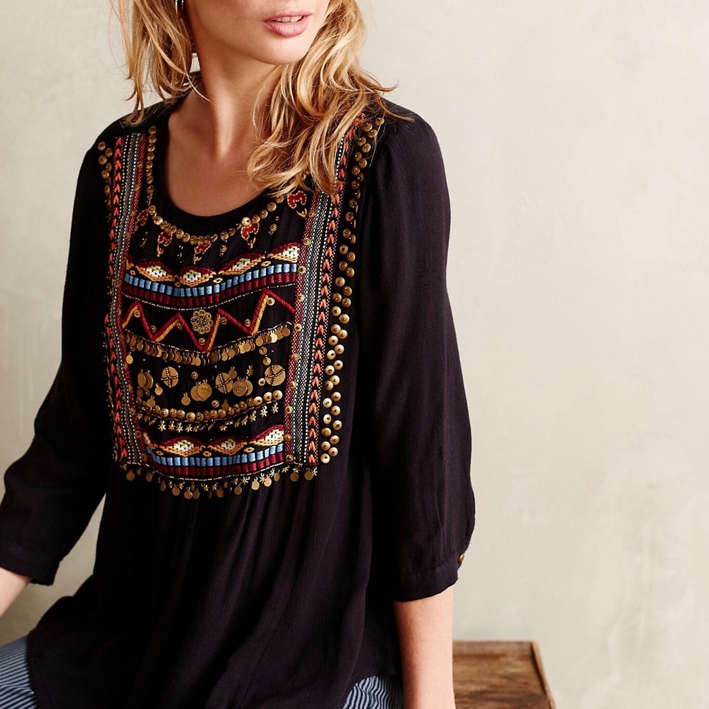 Anthropologie Ari Embellished HD in Paris tunic